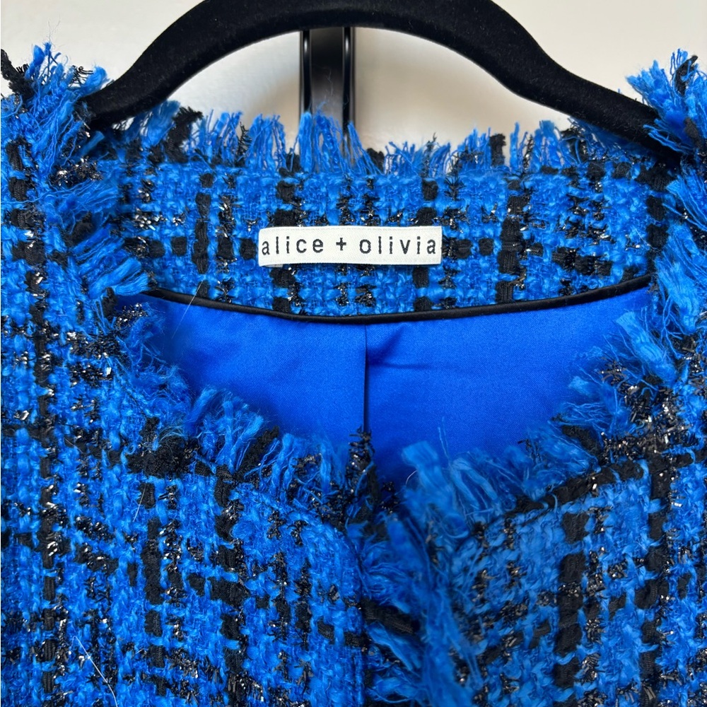 Alice + Olivia Blue and Black Tweed Blazer - Picture 3 of 7